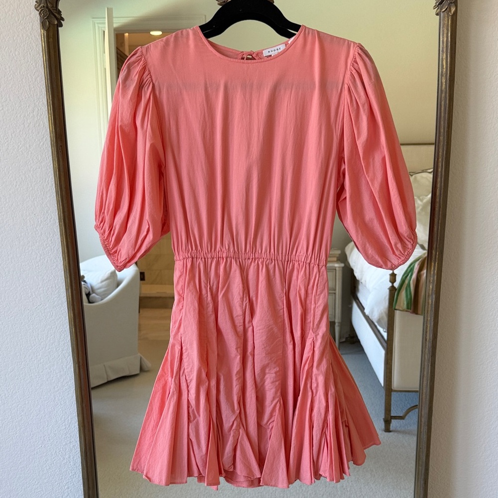 RHODE Coral Puff-Sleeve Mini Dress